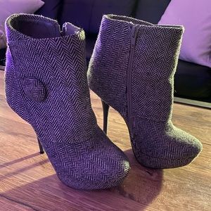 Tweed ankle booties